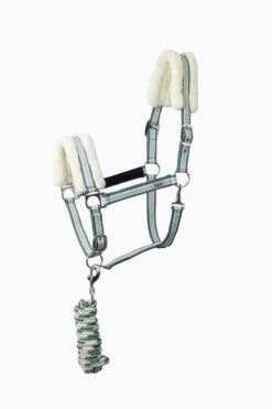 Horze Gestreiftes Halfter Mit Kunstfell & Passendem Führstrick