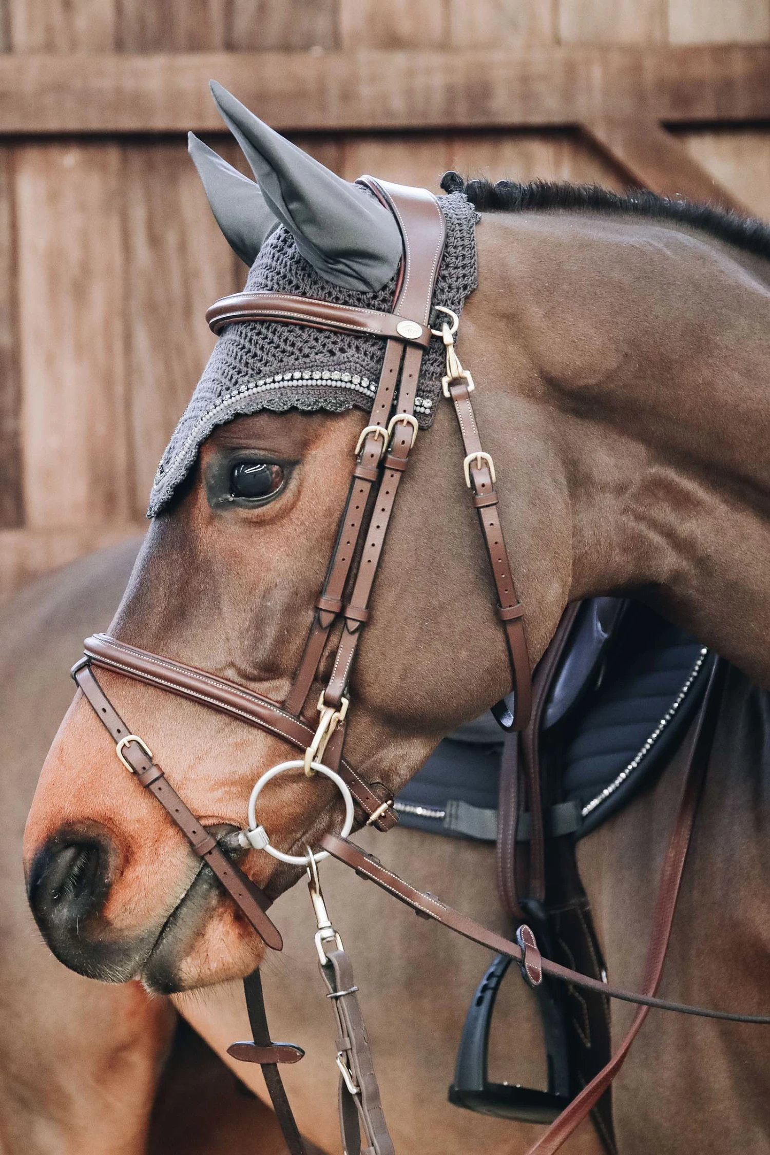 Kentucky Horsewear Stone & Pearl Soundless Fliegenhaube Lang 9 Kentucky Horsewear Stone & Pearl Soundless Fliegenhaube Lang – Bild 9