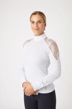Horze Sylvie Damen Langarm-Turniershirt Mit Spitze -Cavallo Verkäufe 33530 WH 2