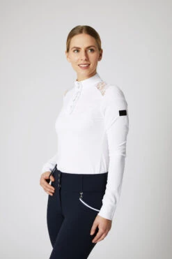 Horze Sianna Damen Turniershirt Mit Spitzenschultern Und Langen Ärmeln -Cavallo Verkäufe 33560 wh 03