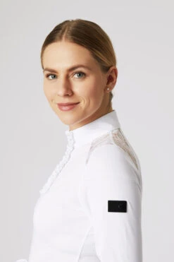 Horze Sianna Damen Turniershirt Mit Spitzenschultern Und Langen Ärmeln -Cavallo Verkäufe 33560 wh 06