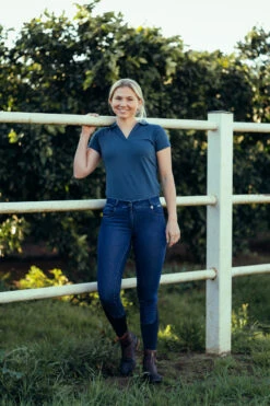 Horze Kia Damen Jersey Poloshirt Mit Rückenprint -Cavallo Verkäufe 33579 RPB 9