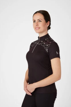 Horze Kaitlin Damen Trainings-/ Turniershirt Mit Kurzen Ärmeln Und Blumendetail -Cavallo Verkäufe 33585 afbr 02