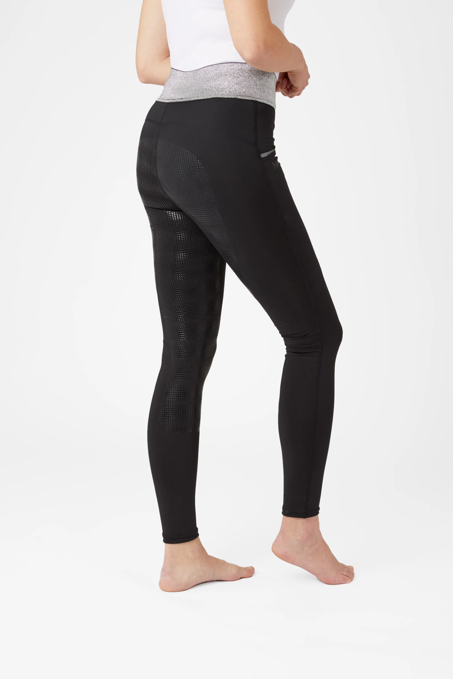 Horze Damen Reitleggings Mit Silikonvollbesatz Und Glitzerbund 2 Horze Damen Reitleggings Mit Silikonvollbesatz Und Glitzerbund – Bild 2