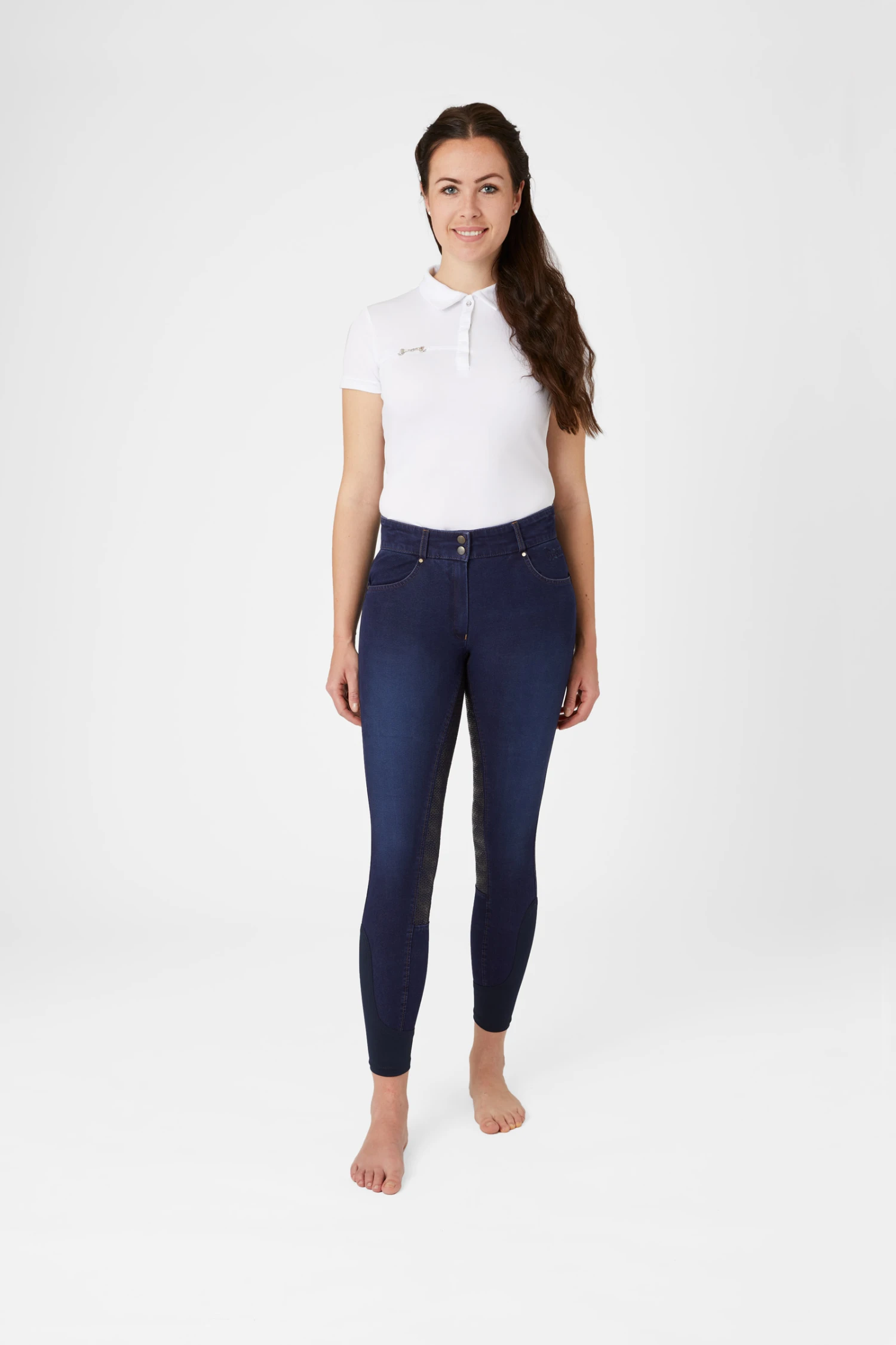 Horze Damen Jeansreithose Mit Leder- Und Silikonvollbesatz 3 Horze Damen Jeansreithose Mit Leder- Und Silikonvollbesatz – Bild 3