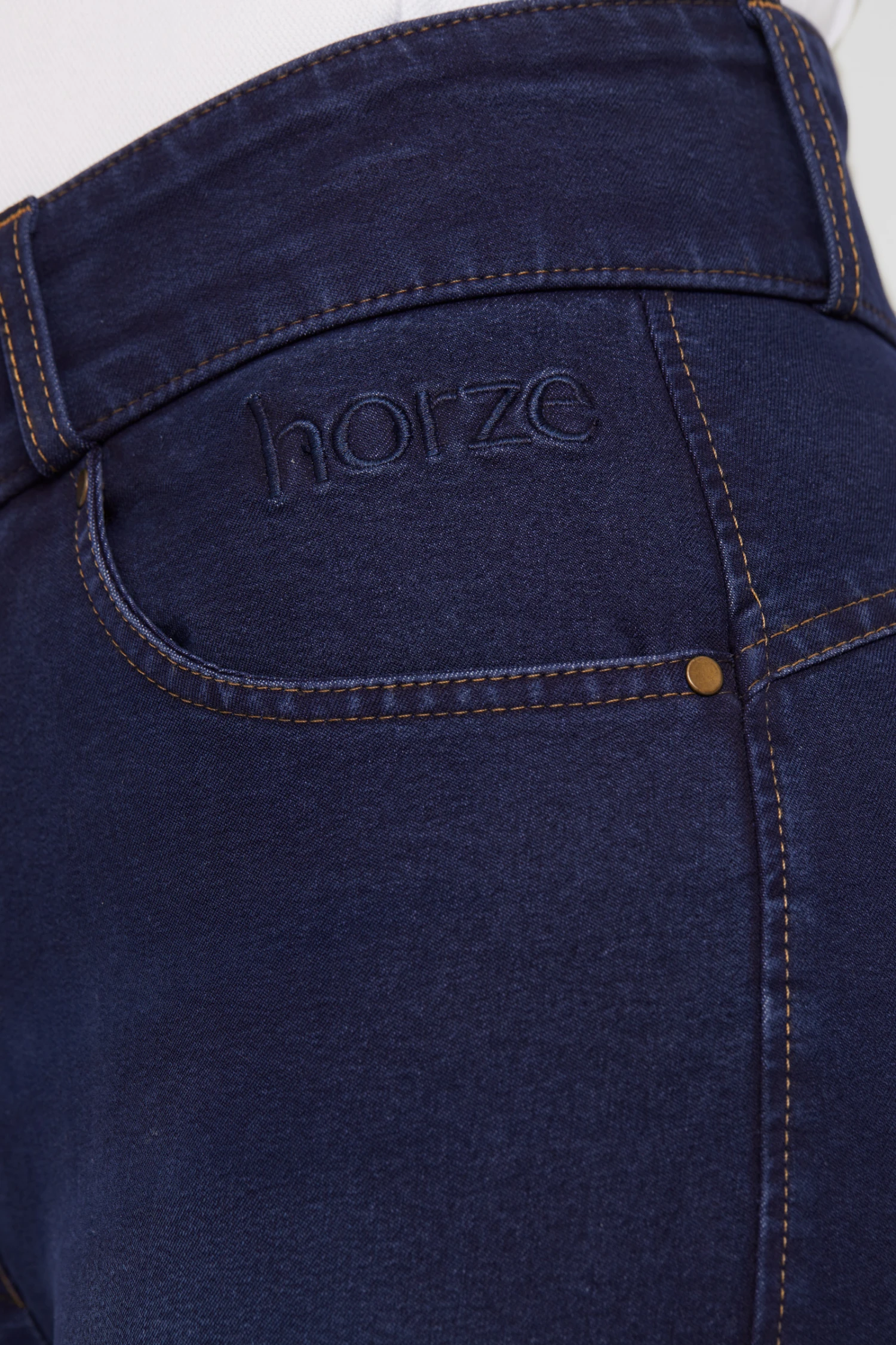 Horze Damen Jeansreithose Mit Leder- Und Silikonvollbesatz 5 Horze Damen Jeansreithose Mit Leder- Und Silikonvollbesatz – Bild 5