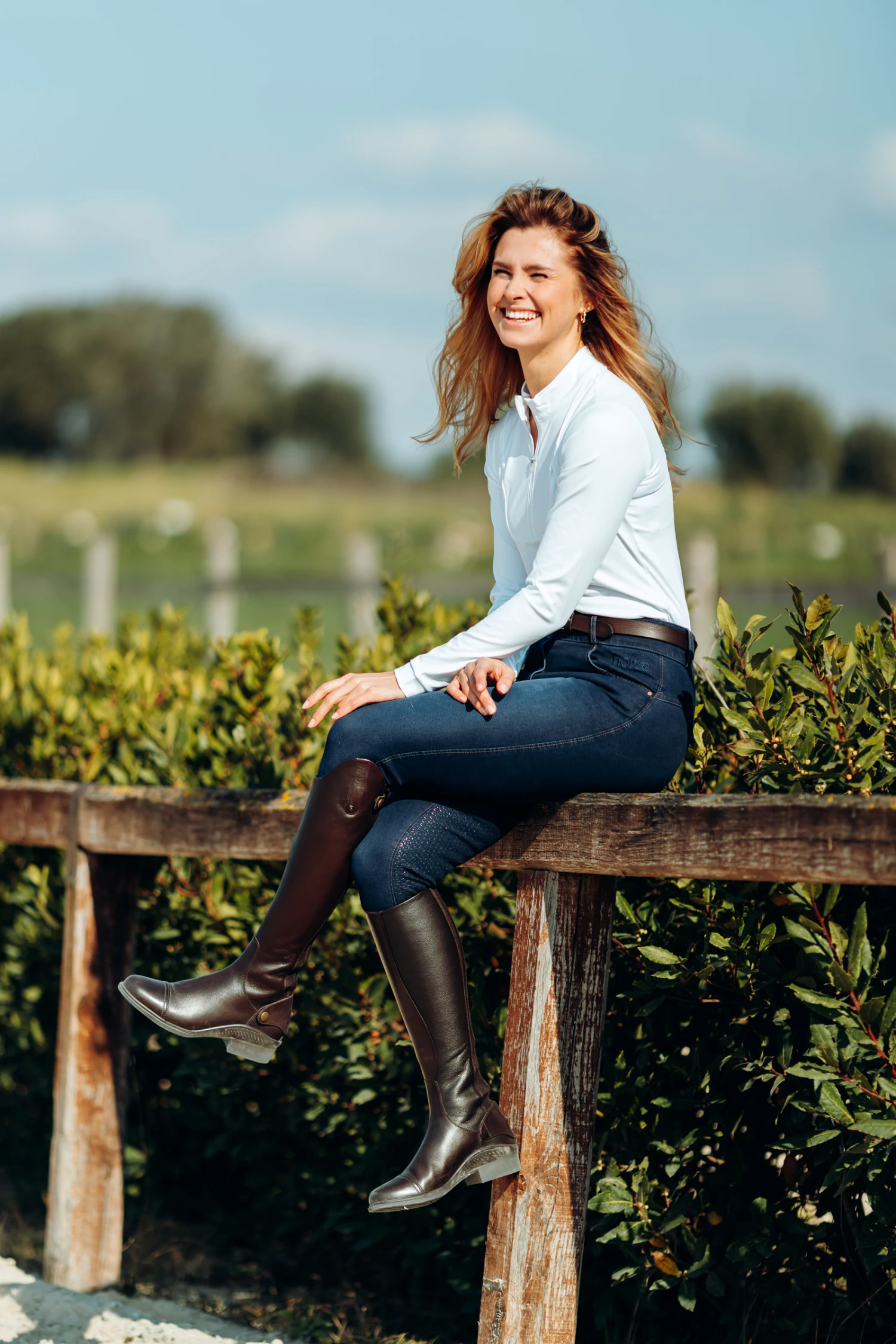 Horze Damen Jeansreithose Mit Leder- Und Silikonvollbesatz 7 Horze Damen Jeansreithose Mit Leder- Und Silikonvollbesatz – Bild 7