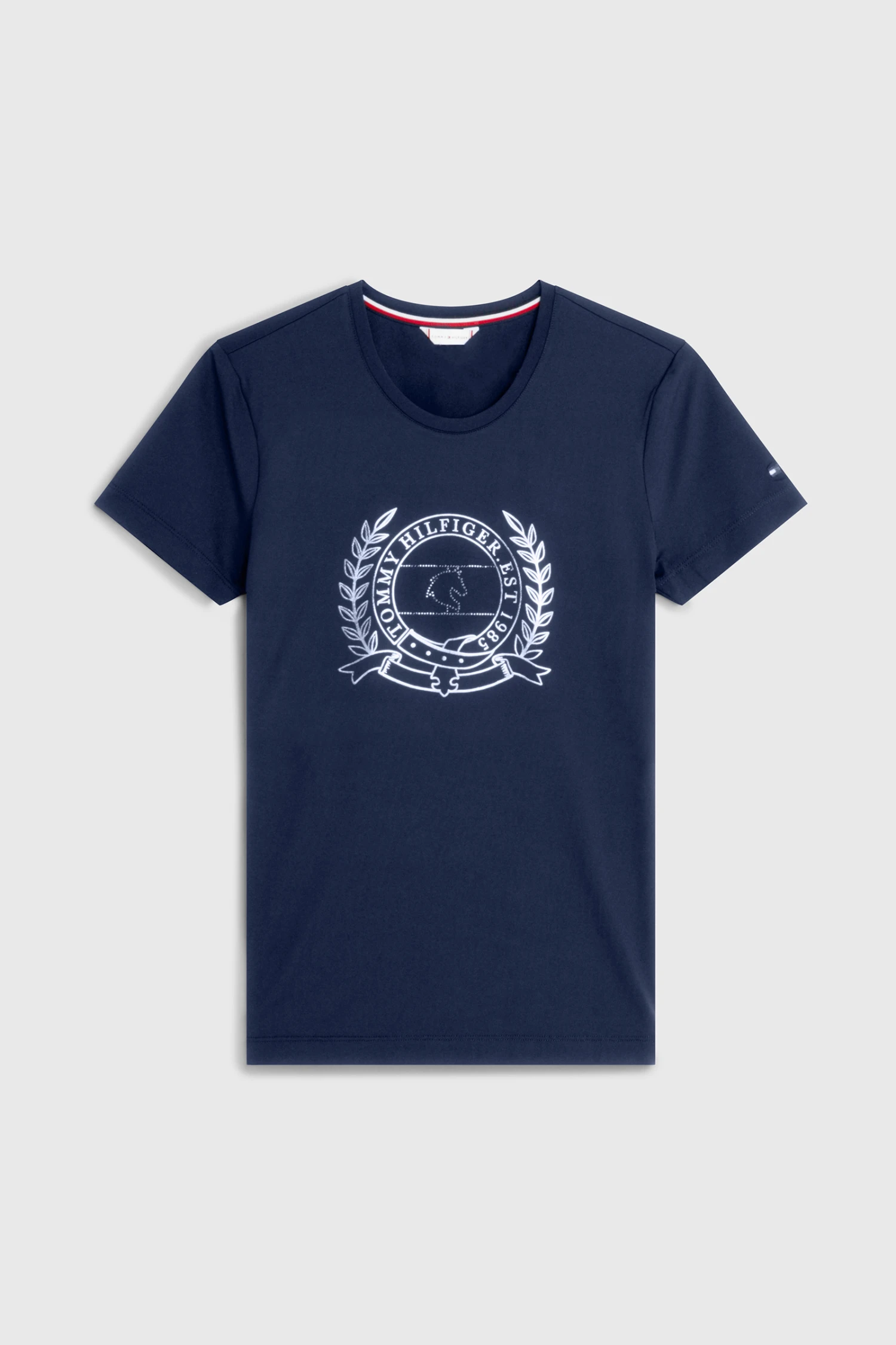Tommy Hilfiger Equestrian Crest Strass Performance Damen T-Shirt 1 Tommy Hilfiger Equestrian Crest Strass Performance Damen T-Shirt